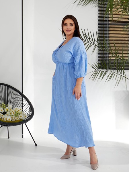Муслінова сукня мiдi блакитного кольору 32229
