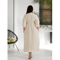 Муслінова сукня мiдi молочного кольору 32231