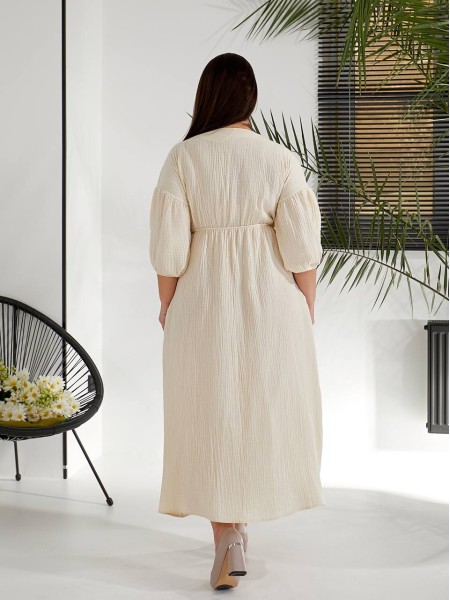 Муслінова сукня мiдi молочного кольору 32231