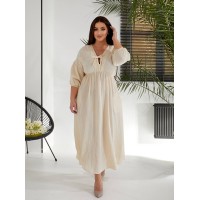 Муслінова сукня мiдi молочного кольору 32231