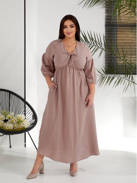Муслінова сукня мiдi кавового кольору 32232