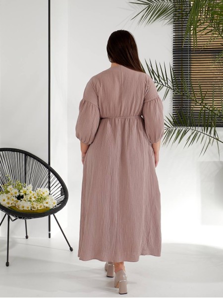 Муслінова сукня мiдi кавового кольору 32232