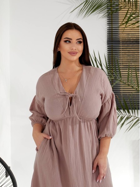 Муслінова сукня мiдi кавового кольору 32232