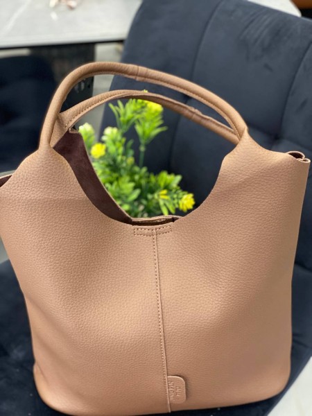 Жіноча сумка+гаманець із еко-шкіри коричневого кольору 33562