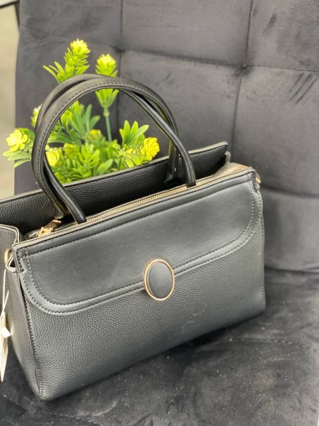 Жіноча класична сумка з еко-шкіри чорного кольору 32235