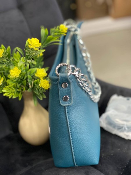 Жіноча сумка через плече із еко-шкіри бiрюзового кольору 32243