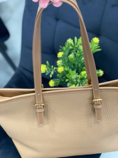 Жіноча базова сумка з еко-шкіри кавового кольору 32247