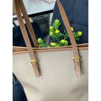 Жіноча базова сумка з еко-шкіри бежевого кольору 32249