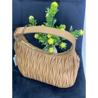 Жіноча сумка-багет із жатої еко-шкіри кавового кольору 32253