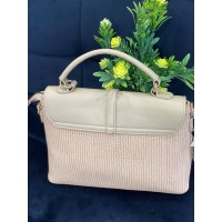 Женская комбинированная сумка из эко-кожи пудрового цвета 32254