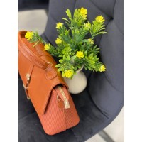 Жіноча комбiнована сумка з еко-шкіри коричневого кольору 32256