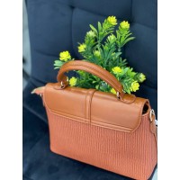 Жіноча комбiнована сумка з еко-шкіри коричневого кольору 32256