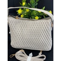 Женская сумка на плече из жатой эко-кожи серого цвета 32264