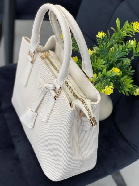 Жіноча базова сумка для роботи з еко-шкіри бiлого кольору 32268