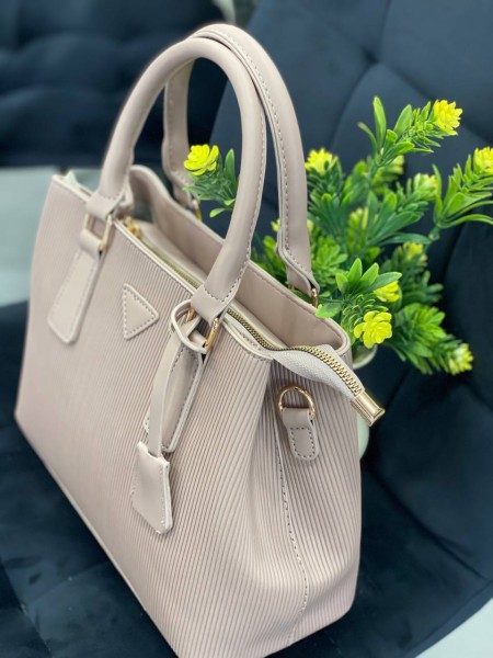 Жіноча базова сумка для роботи з еко-шкіри пудрового кольору 32270