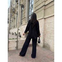 Жіночий легкий прогулянковий костюм чорного кольору 32277