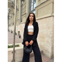 Жіночий легкий прогулянковий костюм чорного кольору 32277