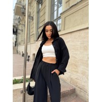 Жіночий легкий прогулянковий костюм чорного кольору 32277