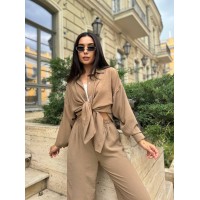 Жіночий легкий прогулянковий костюм кавового кольору 32278