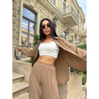 Жіночий легкий прогулянковий костюм кавового кольору 32278
