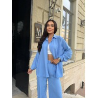 Жіночий легкий прогулянковий костюм блакитного кольору 32283