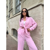 Жіночий легкий прогулянковий костюм розового кольору 32285