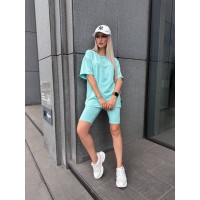 Женский спортивный комплект футболка+велосипедки мятного цвета 32287
