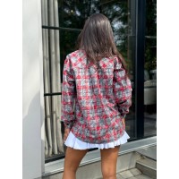 Жіноча фланелева сорочка в клітинку червоного кольору 32309