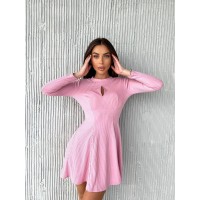 Легка сукня міні в рубчик рожевого кольору 32321