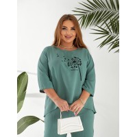 Женский прогулочный костюм фисташкового цвета 32325