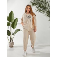 Женский прогулочный костюм бежевого цвета 32327