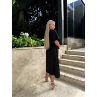 Легка сукня на запах із поясом чорного кольору 32331