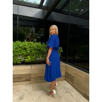 Легка сукня на запах із поясом темно-синього кольору 32332