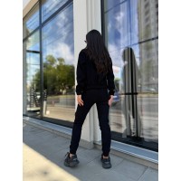 Прогулянковий костюм з мікро-вельвету на блискавцi чорного кольору 32334