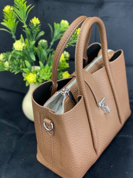 Жіноча сумка шопер із еко-шкіри коричневого кольору 32366