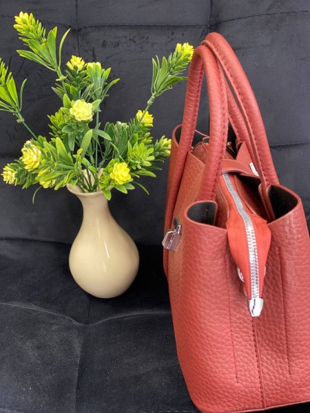 Жіноча сумка шопер із еко-шкіри бордового кольору 32367