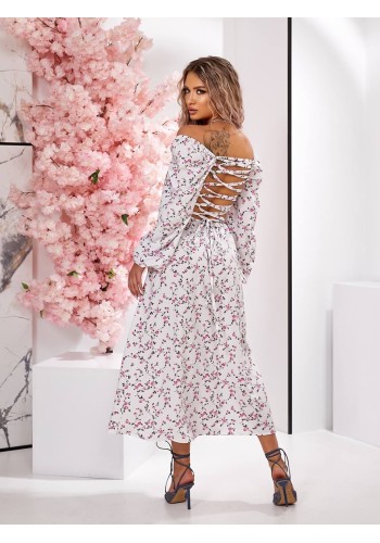 Легка сукня міді з розрізом рожевого кольору 32396