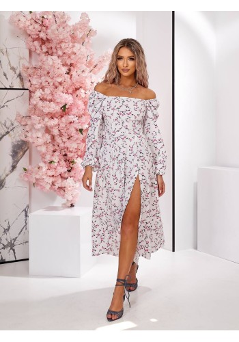 Легка сукня міді з розрізом рожевого кольору 32396