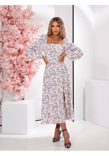 Легка сукня міді з розрізом рожевого кольору 32396