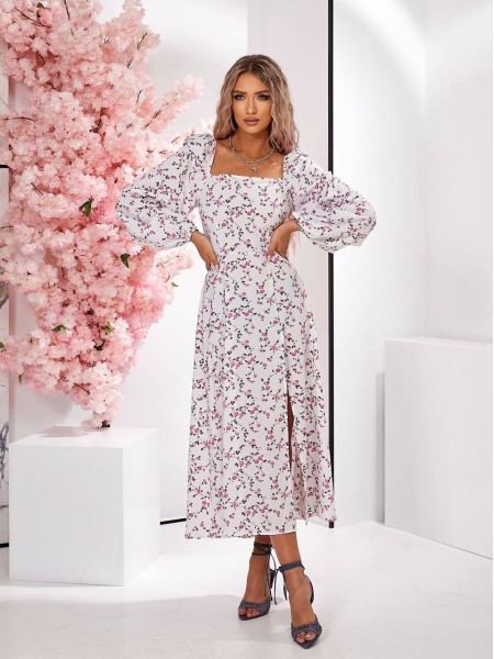 Легка сукня міді з розрізом рожевого кольору 32396