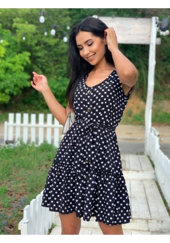 Легка сукня міні в горох чорного кольору 32400