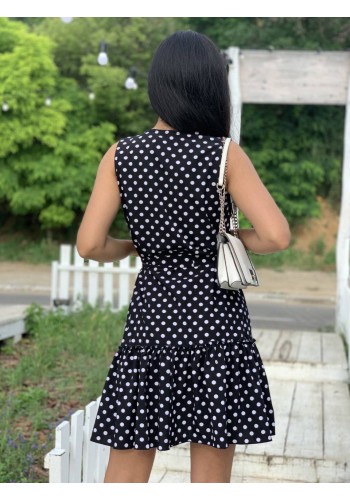 Легка сукня міні в горох чорного кольору 32400