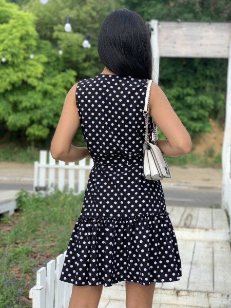 Легка сукня міні в горох чорного кольору 32400