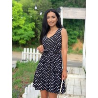 Легка сукня міні в горох чорного кольору 32400