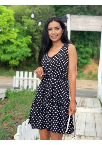 Легка сукня міні в горох чорного кольору 32400