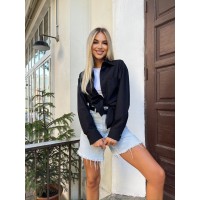 Жіноча бавовняна сорочка чорного кольору 32415