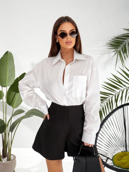 Жіноча бавовняна сорочка бiлого кольору 32416