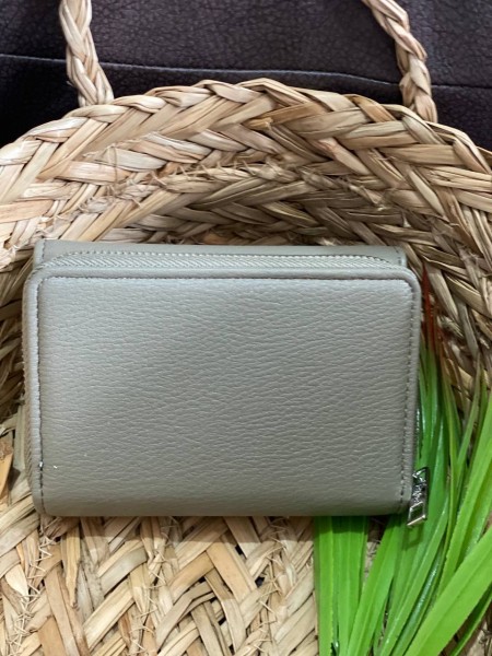 Жіночий маленький гаманець із пористої еко-шкіри графiтового кольору 32419