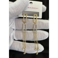 Сережки прямокутні застібка - пусет золотого кольору 32425