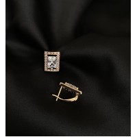 Сережки з великим каменем англійський замок золотого кольору 32427